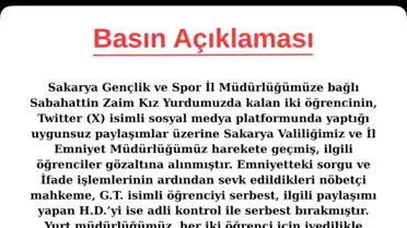 Sakarya’da Yurt Skandalı: İki Öğrenci Gözaltına Alındı